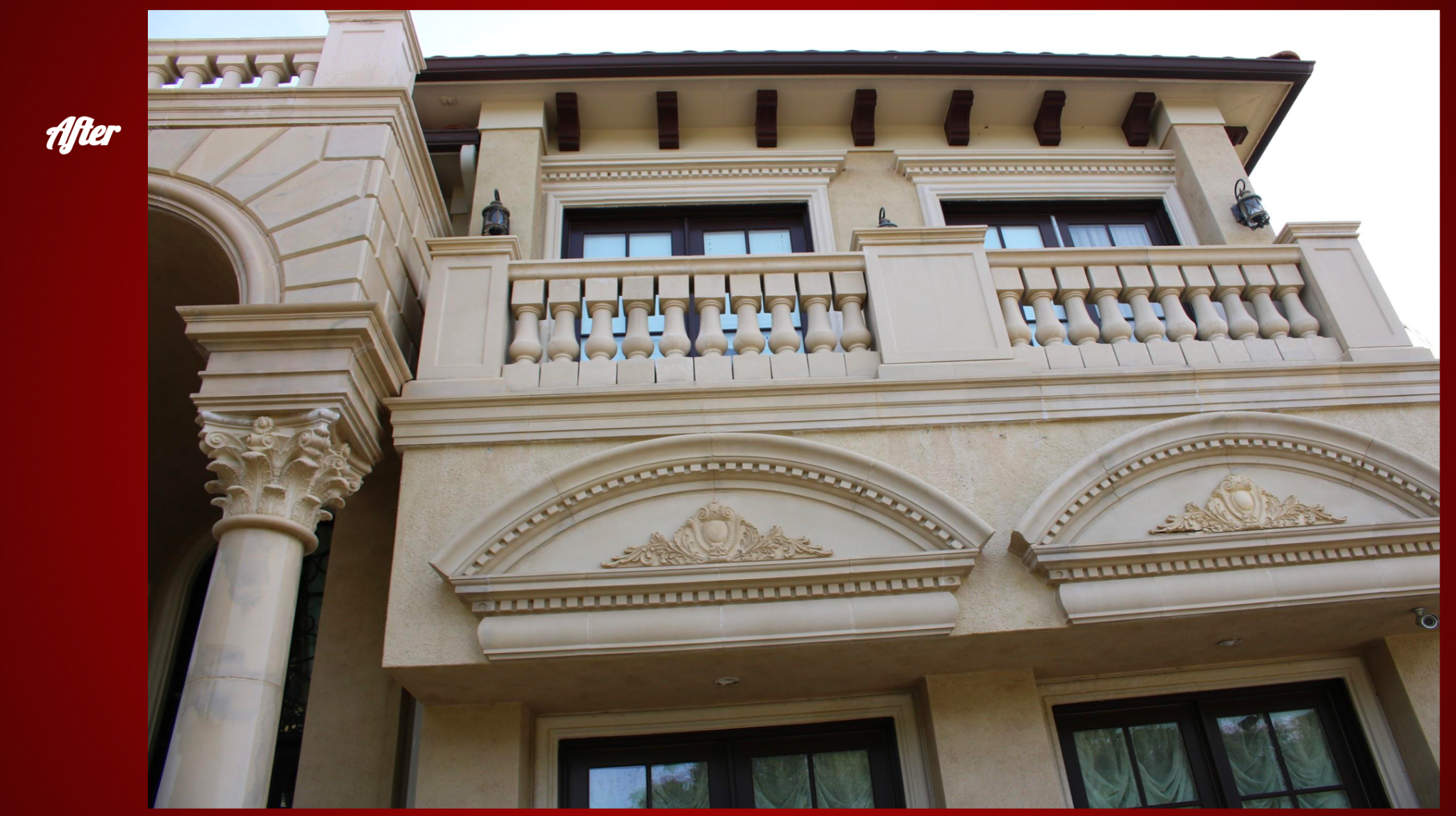 Detailed estate façade after cleaning