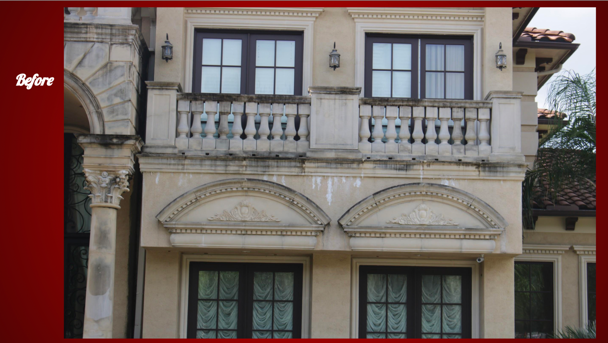 Detailed estate façade before cleaning