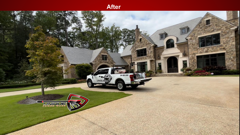 The estate at 3800 Northside Drive after Unique Power Wash cleaned the slate roof and exterior